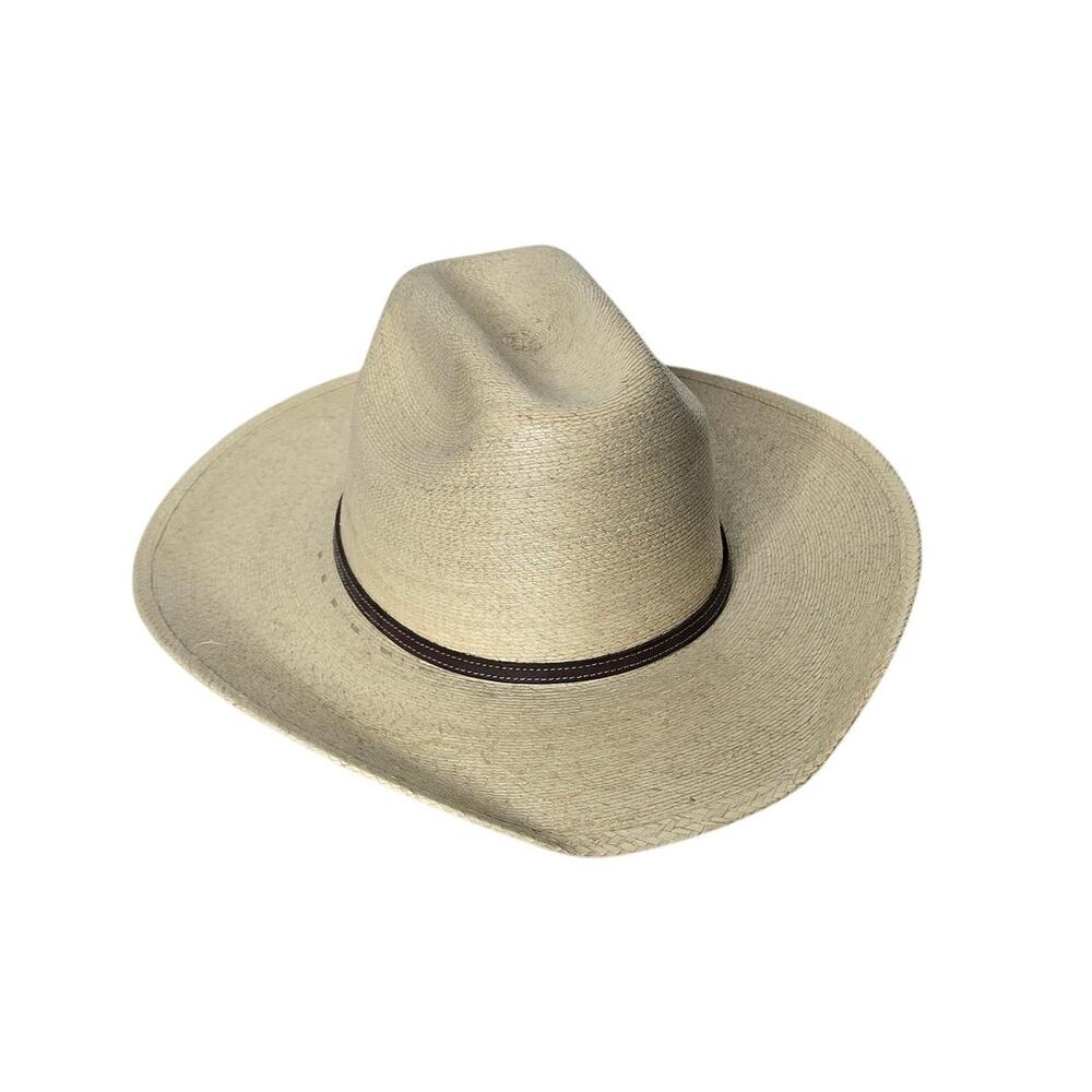 Atwood Palm Leaf Cowboy Hat Size L Natural Tan Western Ranch Rodeo Wide Brim